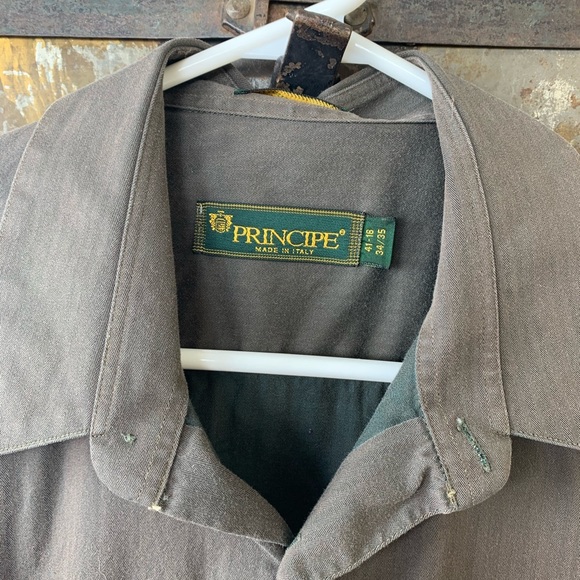 Grayish Brown M Principe Button Down Mens Shirt - Picture 2 of 3